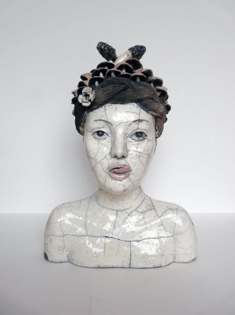 rusalka buste femme sculpture ceramique raku